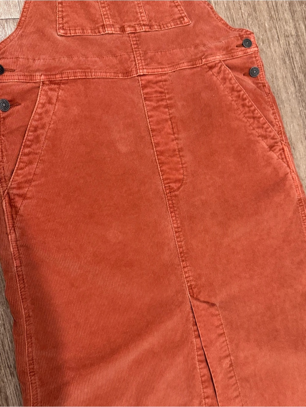Free People Burnt Orange/Rust Corduroy Midi Overall Dress - Picture 4 of 11
